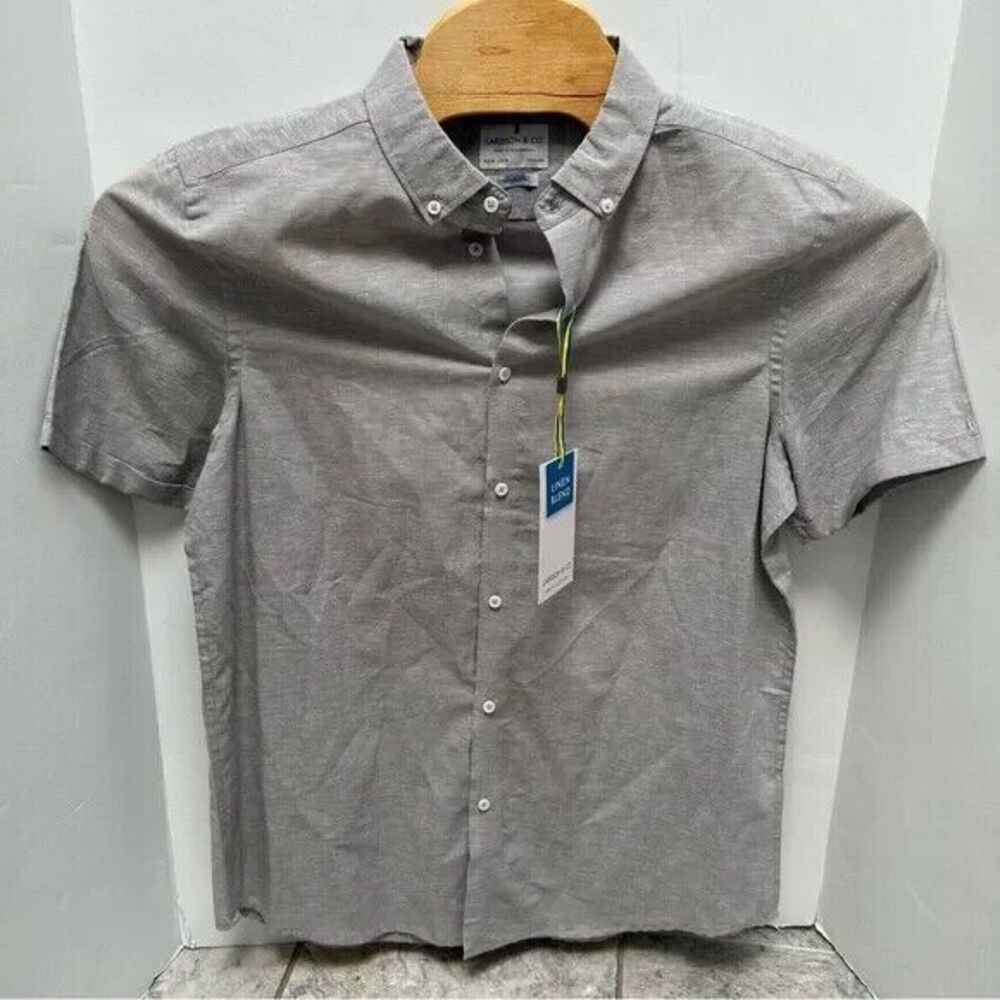 Larsson & Co Linen Blend Short Sleeved Button Down Shirt size Medium